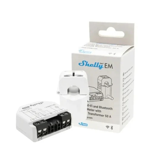 Contor de energie monofazat Shelly EM GEN3 cu 2 canale + clema 50A