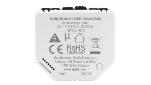 Contor de energie monofazat Shelly EM GEN3 cu 2 canale + clema 50A Contor de energie monofazat Shelly EM GEN3 cu 2 canale + clema 50A